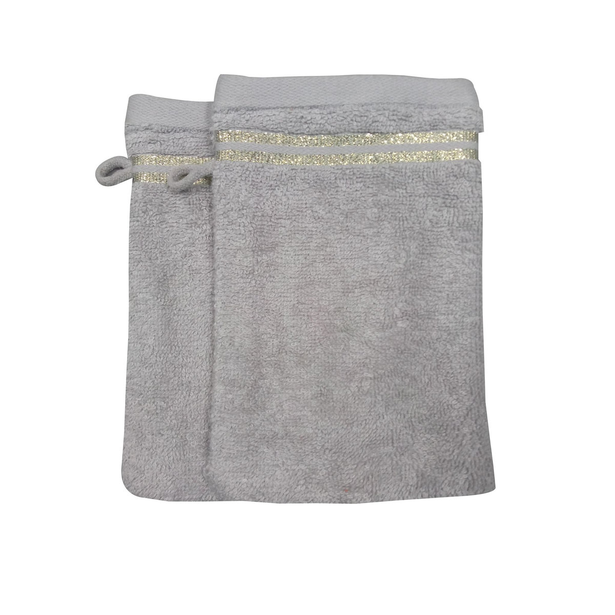 ACTUEL Lot de 2 gants de toilette uni en coton liteau Lurex  500G