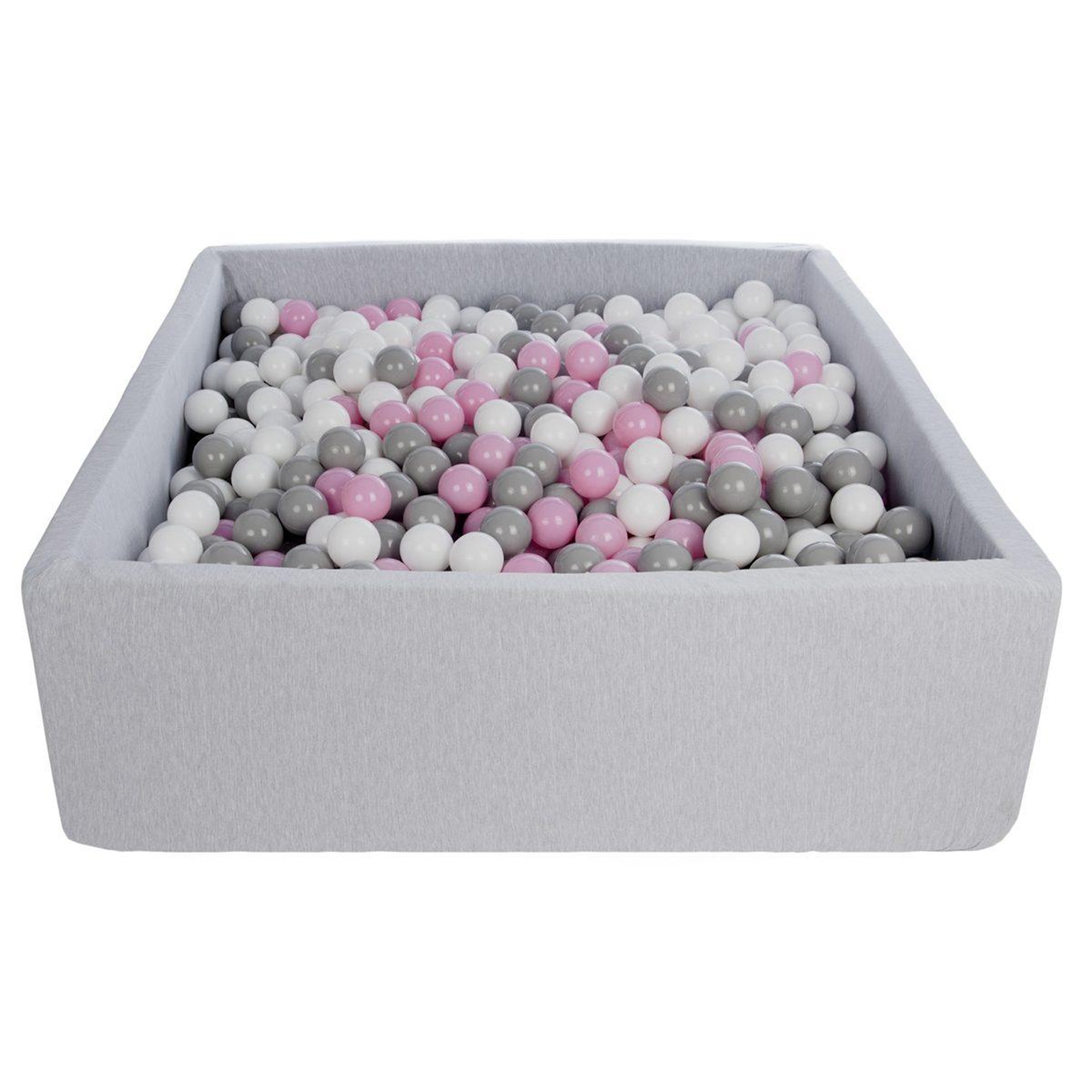 VELINDA Piscine à balles pour enfant, 120x120 cm, aire de jeu + 1200 balles blanc,rose clair,gris