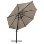 Voir la diapositive 3 : VIDAXL Parasol de jardin en porte-a-faux et mat et lumieres LED taupe