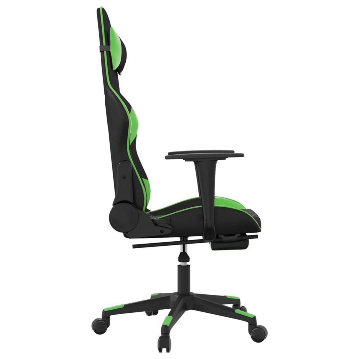 VIDAXL Chaise de jeu de massage avec repose-pied Noir&Vert Similicuir