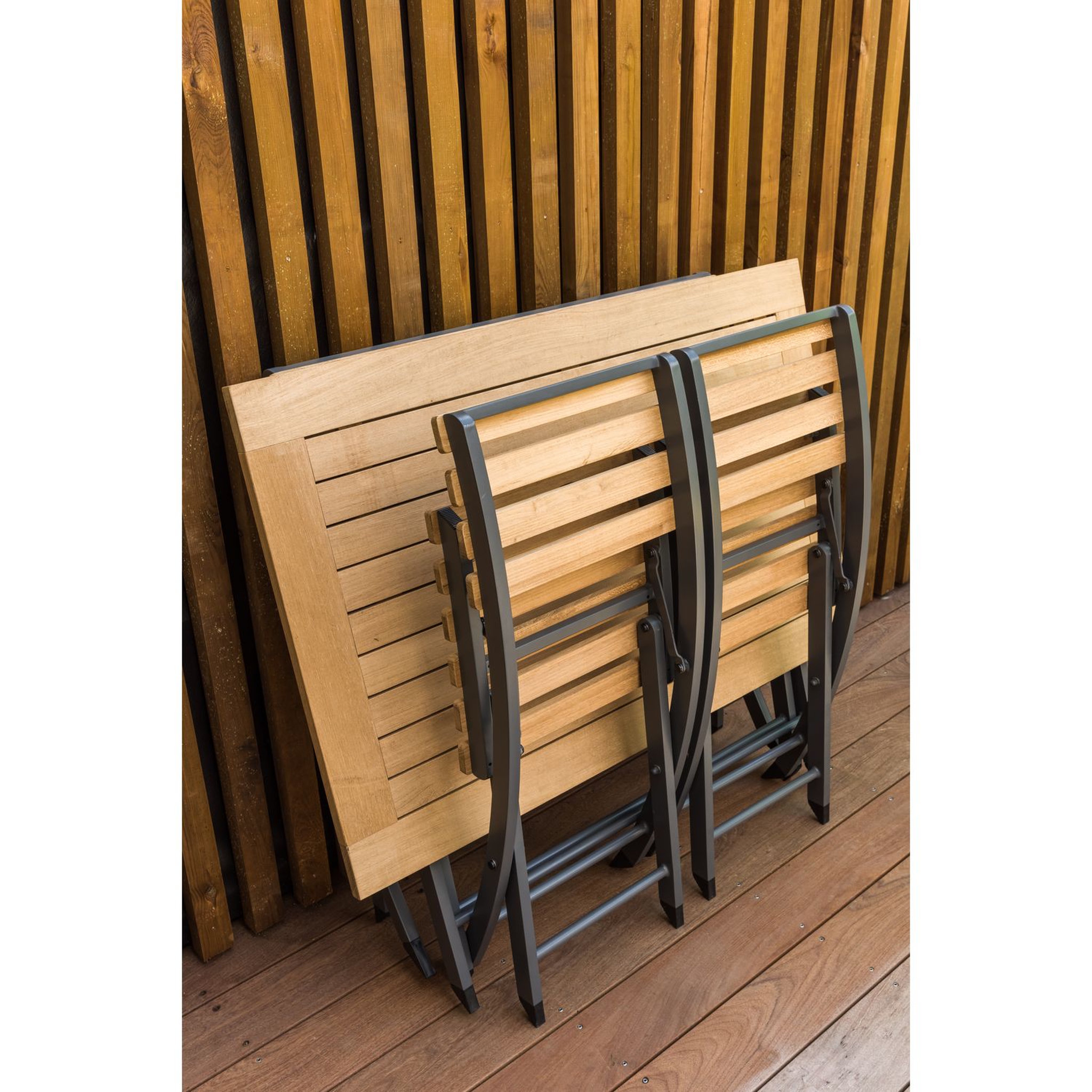 Voir la diapositive 8 : JARDILINE Salon de jardin - 4 places - Teck/Aluminium - Naturel/gris - PORTO RICO