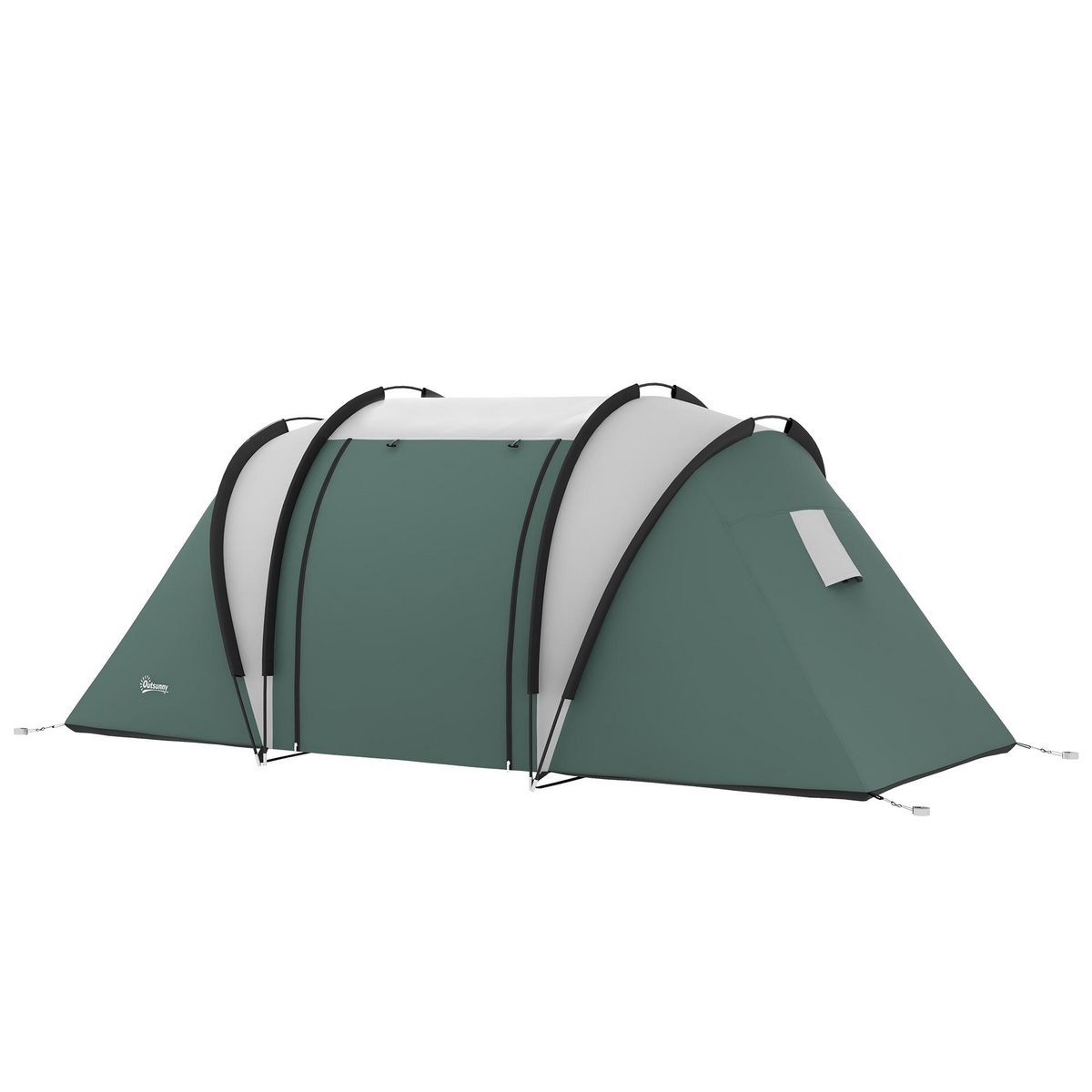 OUTSUNNY Tente de camping familiale 4-5 pers. 2 chambres 3 fenêtres sac vert