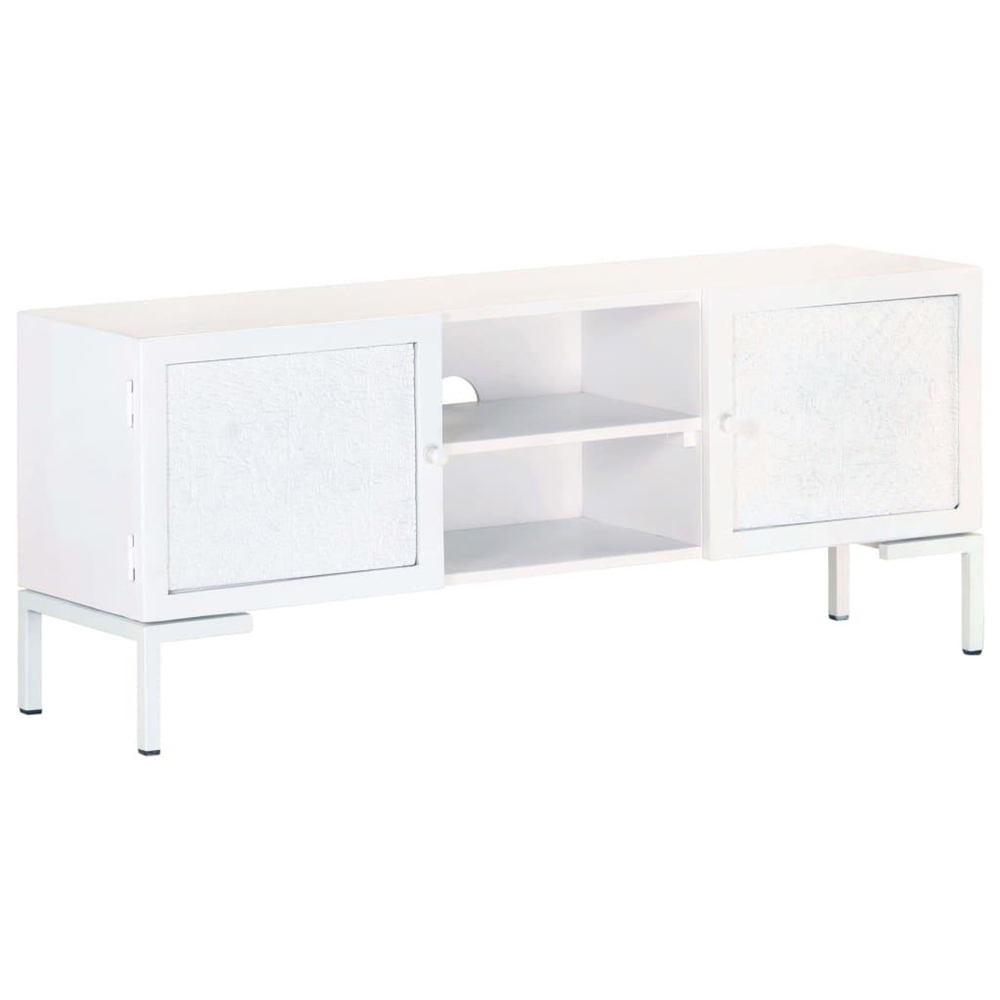 VIDAXL Meuble tv blanc 115x30x46 cm bois massif de manguier