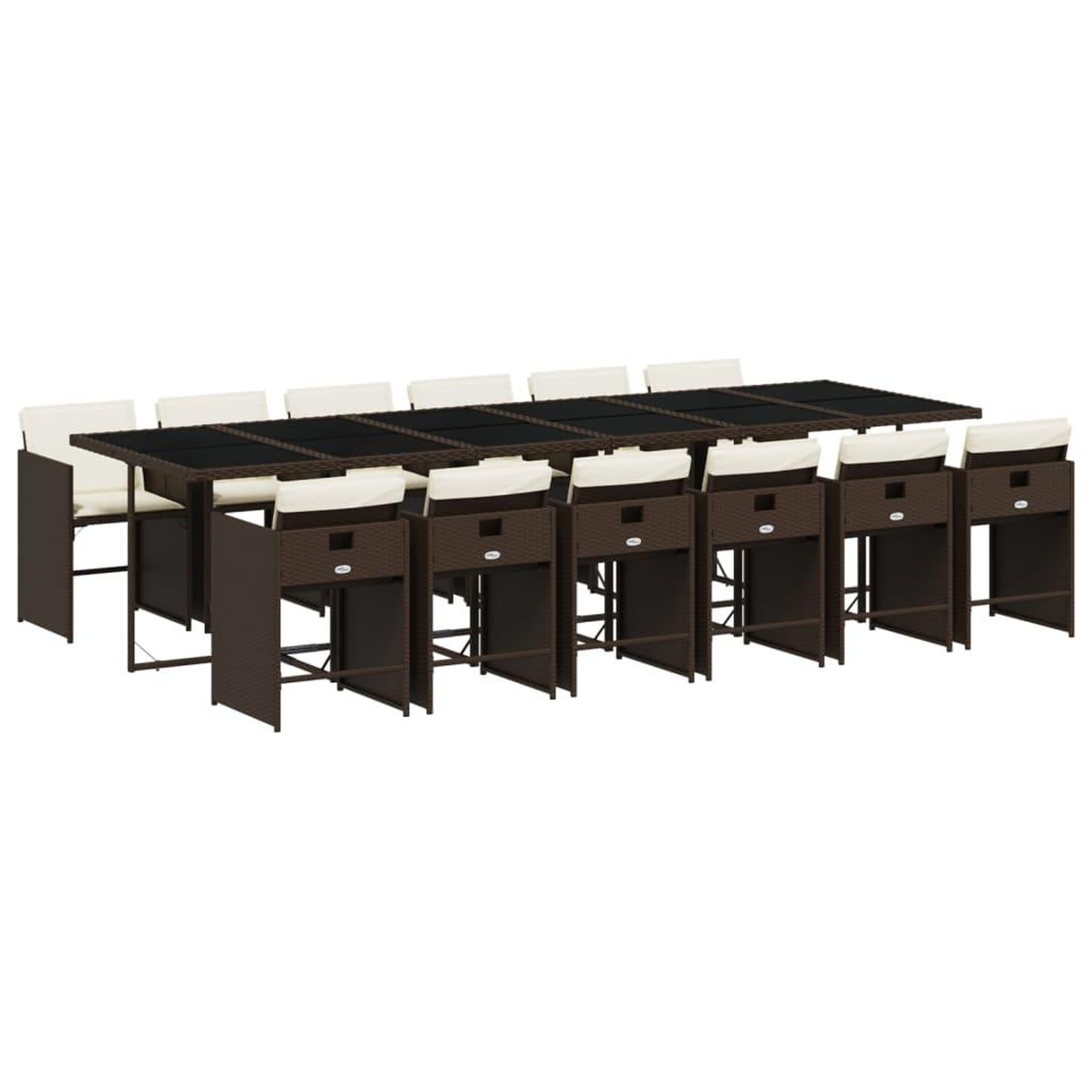 Voir la diapositive 2 : VIDAXL Ensemble a manger de jardin avec coussins 13 pcs marron rotin