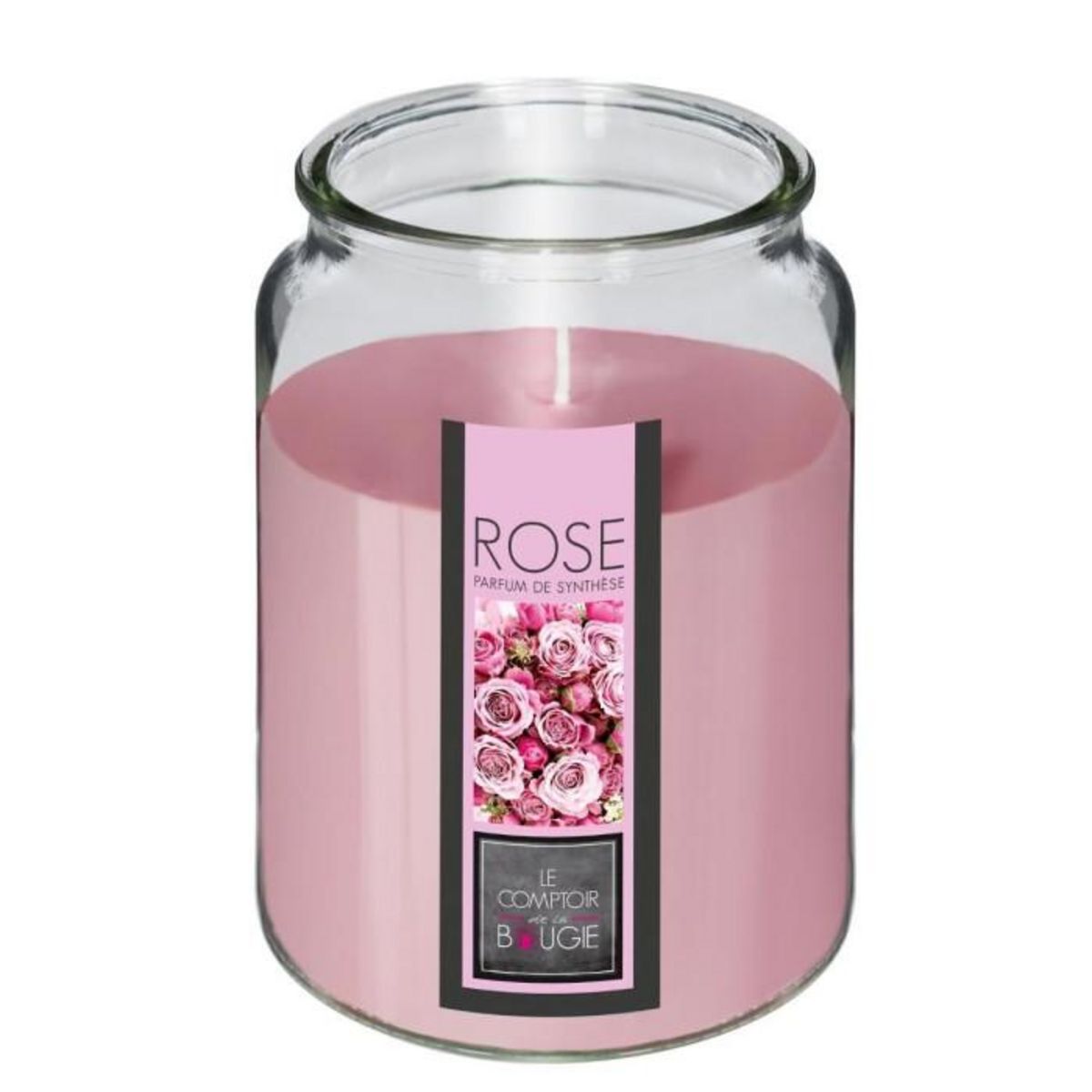 COMPTOIR DE LA BOUGIE Bougie Parfumée en Verre  Couvercle  510g Rose