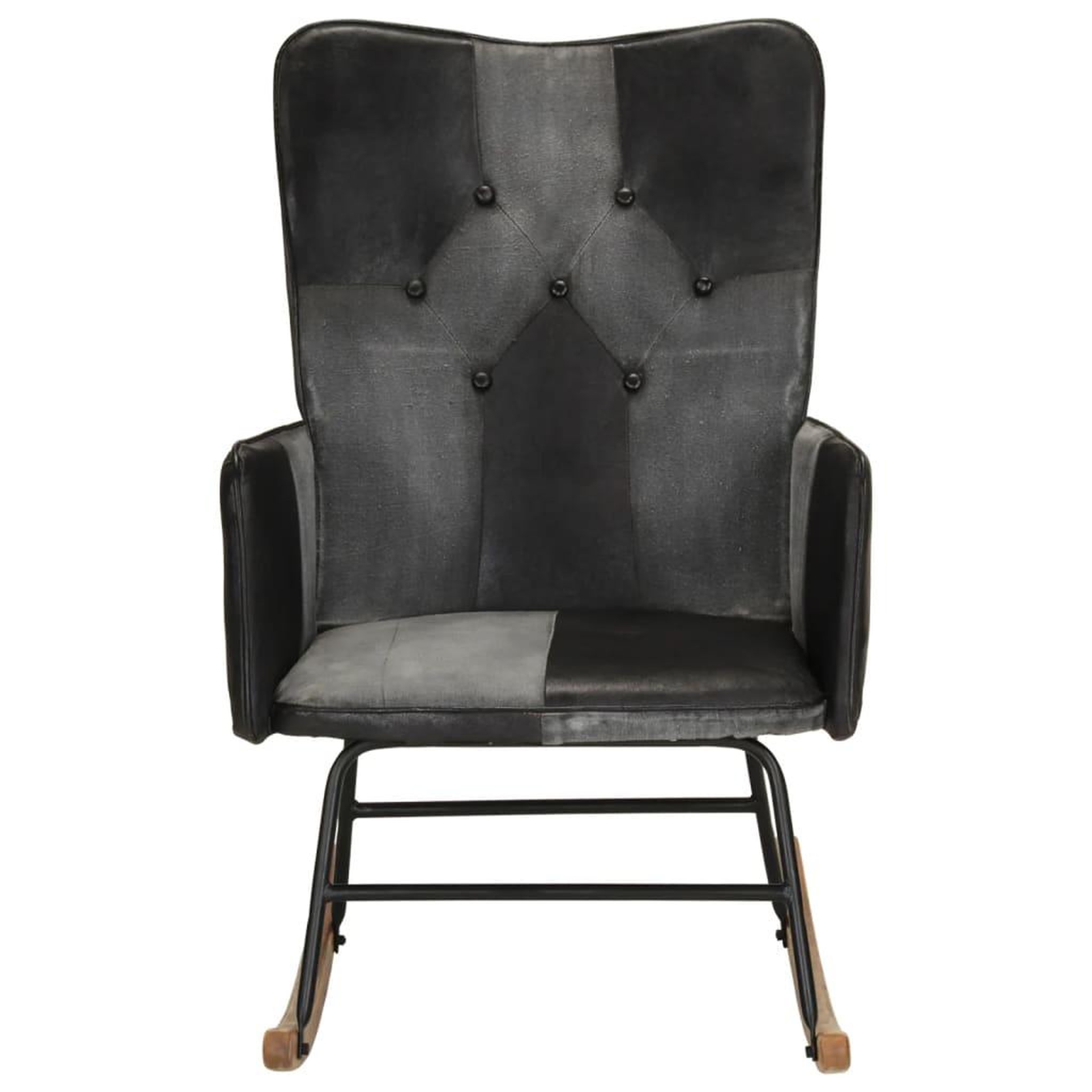 Voir la diapositive 2 : VIDAXL Chaise a bascule Noir Cuir veritable et toile