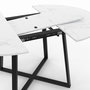 Voir la diapositive 6 : ID MARKET Table à manger extensible ronde SELMA 4-8 personnes noir et plateau marbre blanc ALASKA 110-150 cm