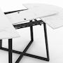 Voir la diapositive 6 : ID MARKET Table à manger extensible ronde SELMA 4-8 personnes noir et plateau marbre blanc ALASKA 110 - 150 cm
