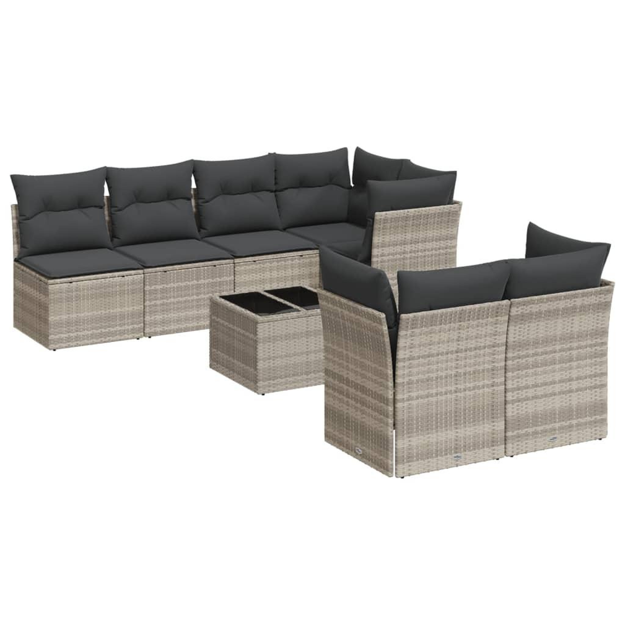Voir la diapositive 2 : VIDAXL Salon de jardin 8 pcs avec coussins gris clair resine tressee
