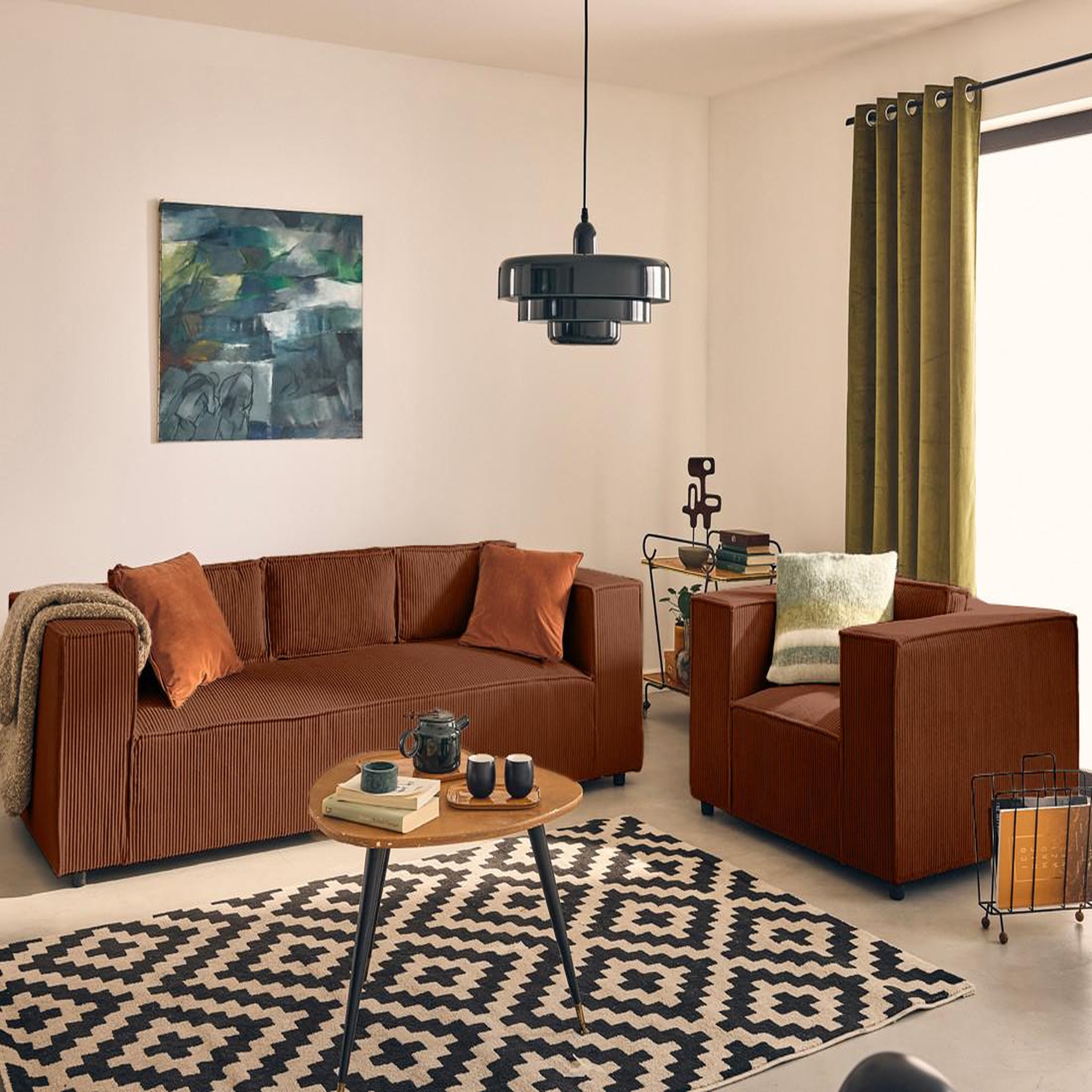 Voir la diapositive 1 : LISA DESIGN Stella - fauteuil en velours côtelé