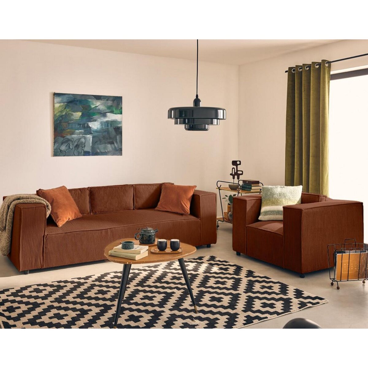 LISA DESIGN Stella - fauteuil en velours côtelé