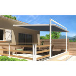 SUNSTYL Pergola blanche motorisée 3x3x2.5m MELODIE. Coloris disponibles : Gris, Marron