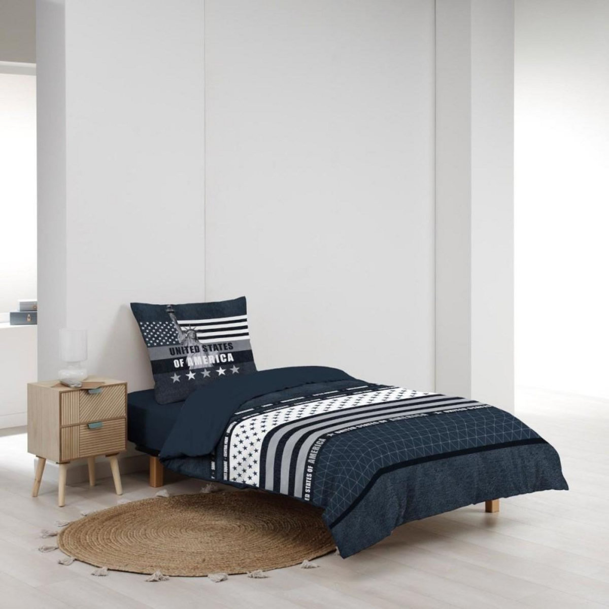 Douceur d'Intérieur Housse de couette 140x200 + 1 taie STATES 100% coton