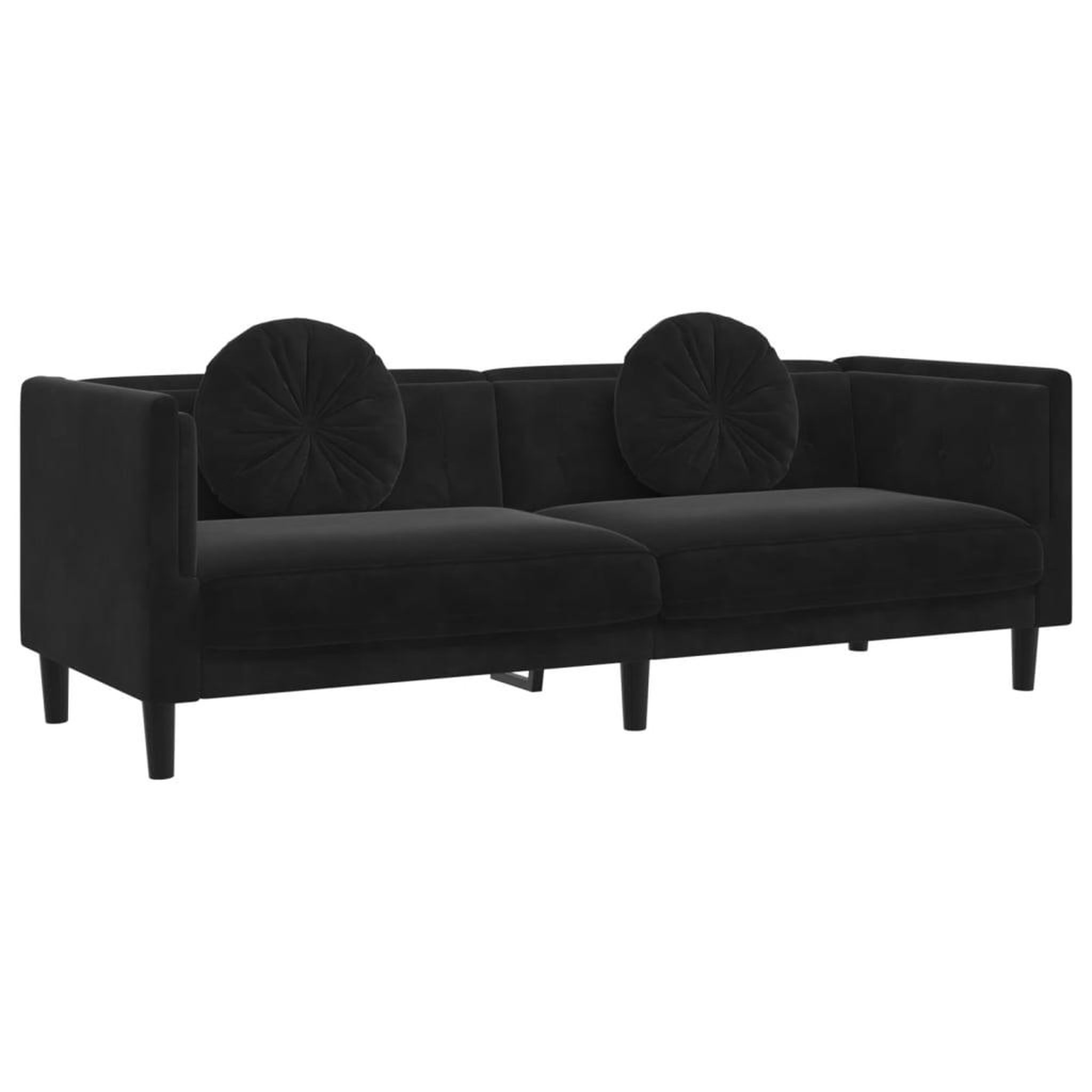 Voir la diapositive 2 : VIDAXL Canape avec coussins 3 places noir velours