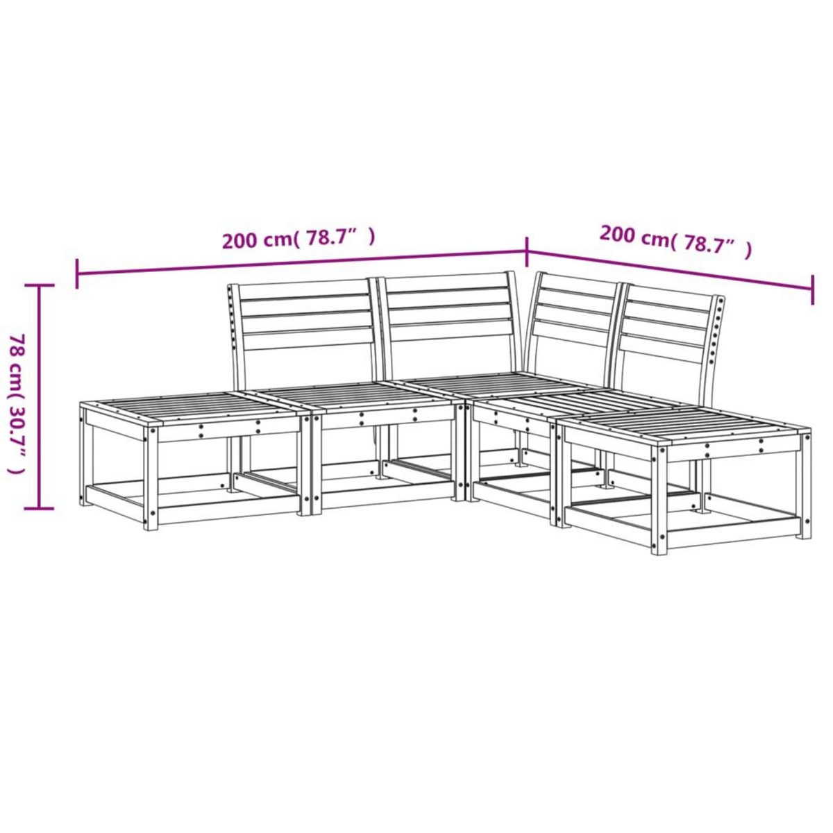 VIDAXL Salon de jardin 5 pcs bois de pin massif