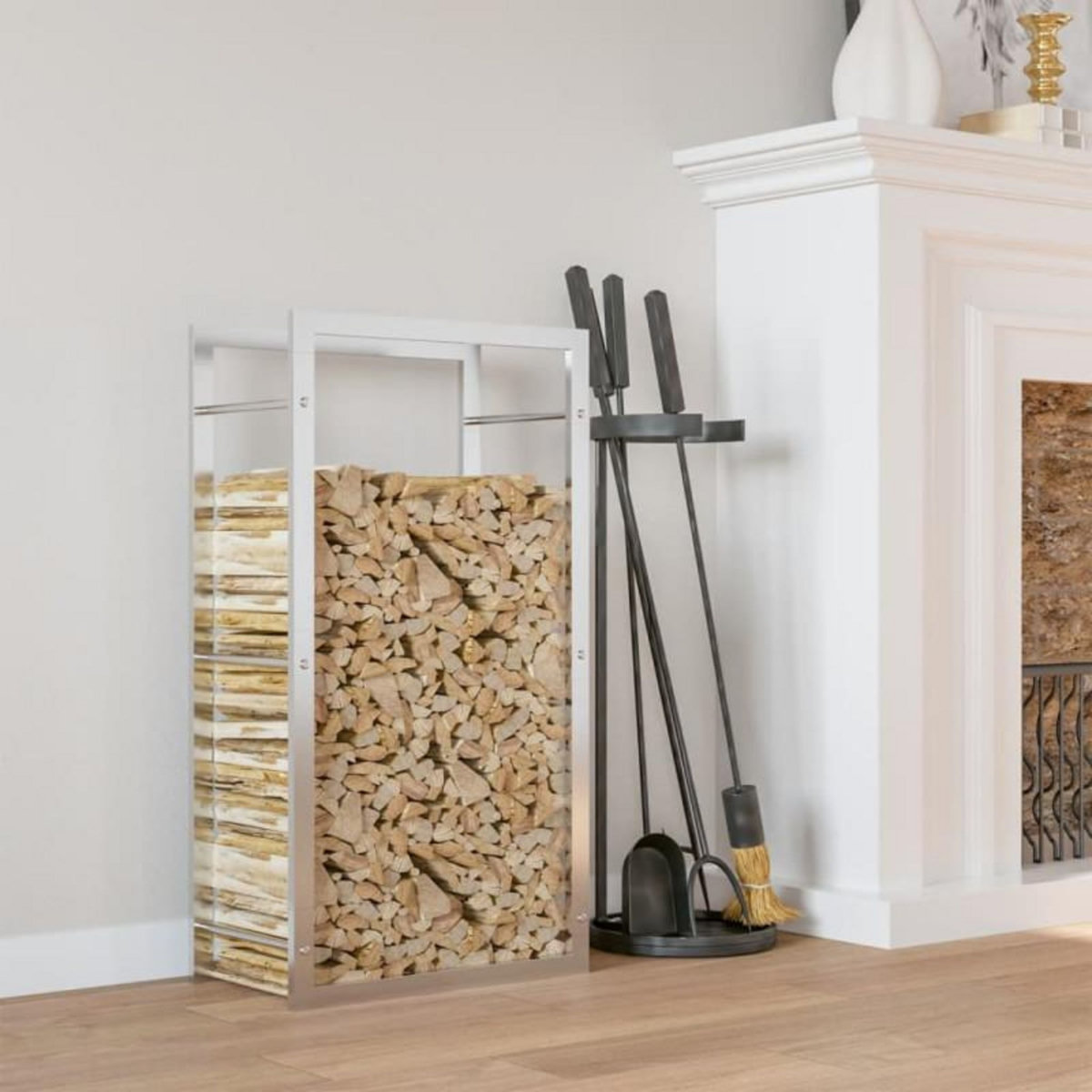 VIDAXL Portant de bois de chauffage 80x28x154 cm acier inoxydable