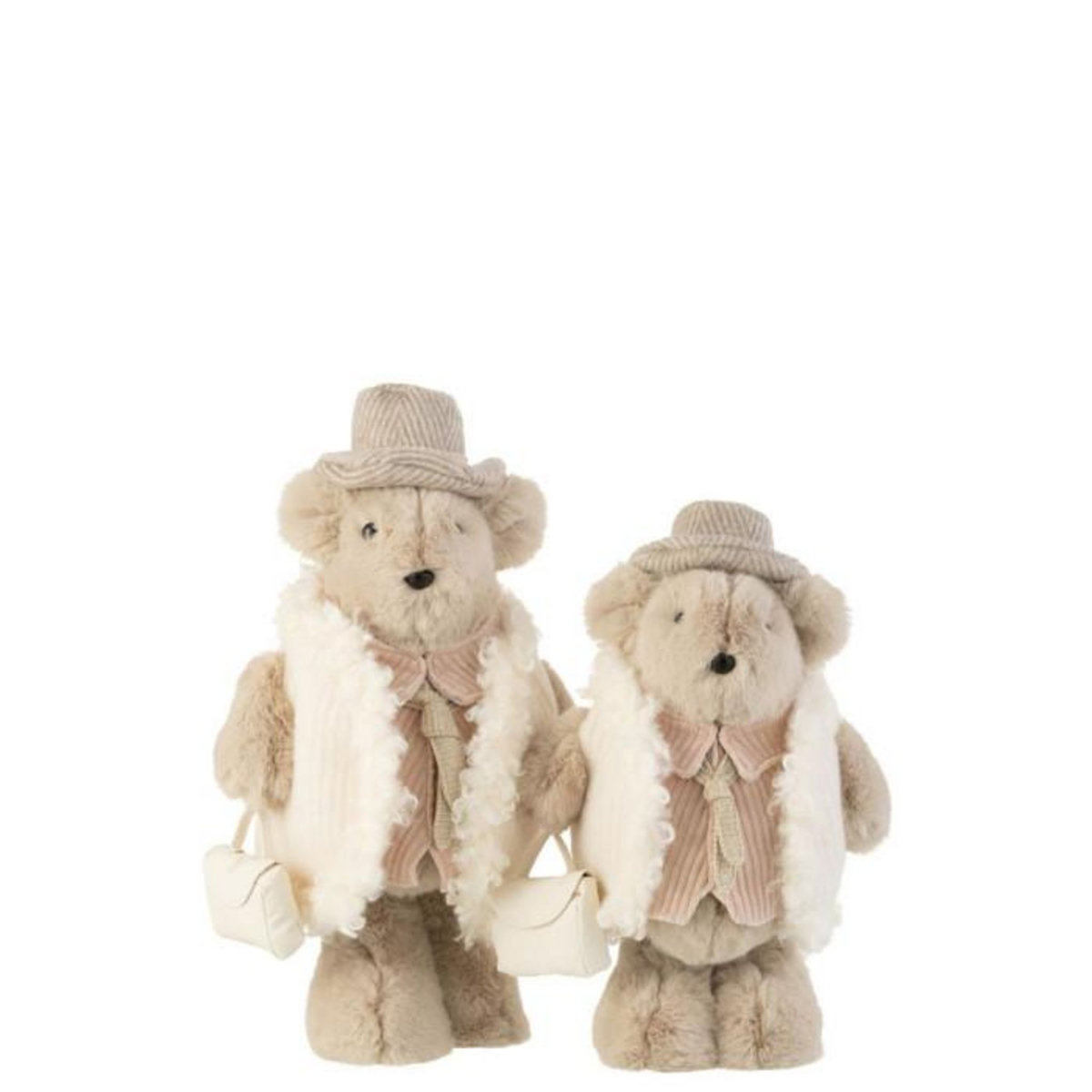 Paris Prix Statuette Déco Ours  Sac à Main  38cm Beige