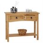 Voir la diapositive 4 : IDIMEX Table console SALSA table d'appoint en bois style mexicain avec 2 tiroirs et 1 étagère, en pin massif finition teintée/cirée
