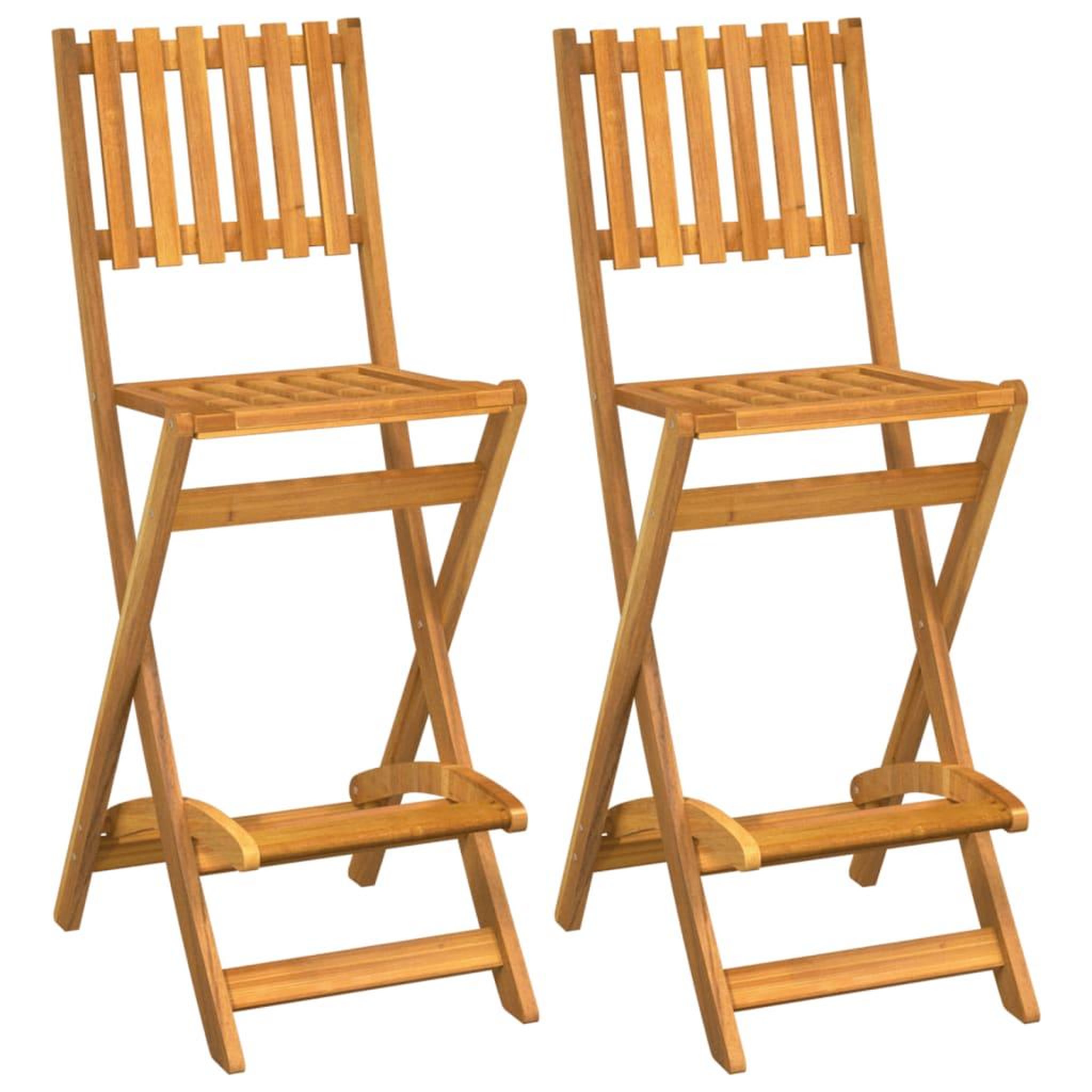 VIDAXL Tabourets de bar d'exterieur pliants lot de 2 bois d'acacia