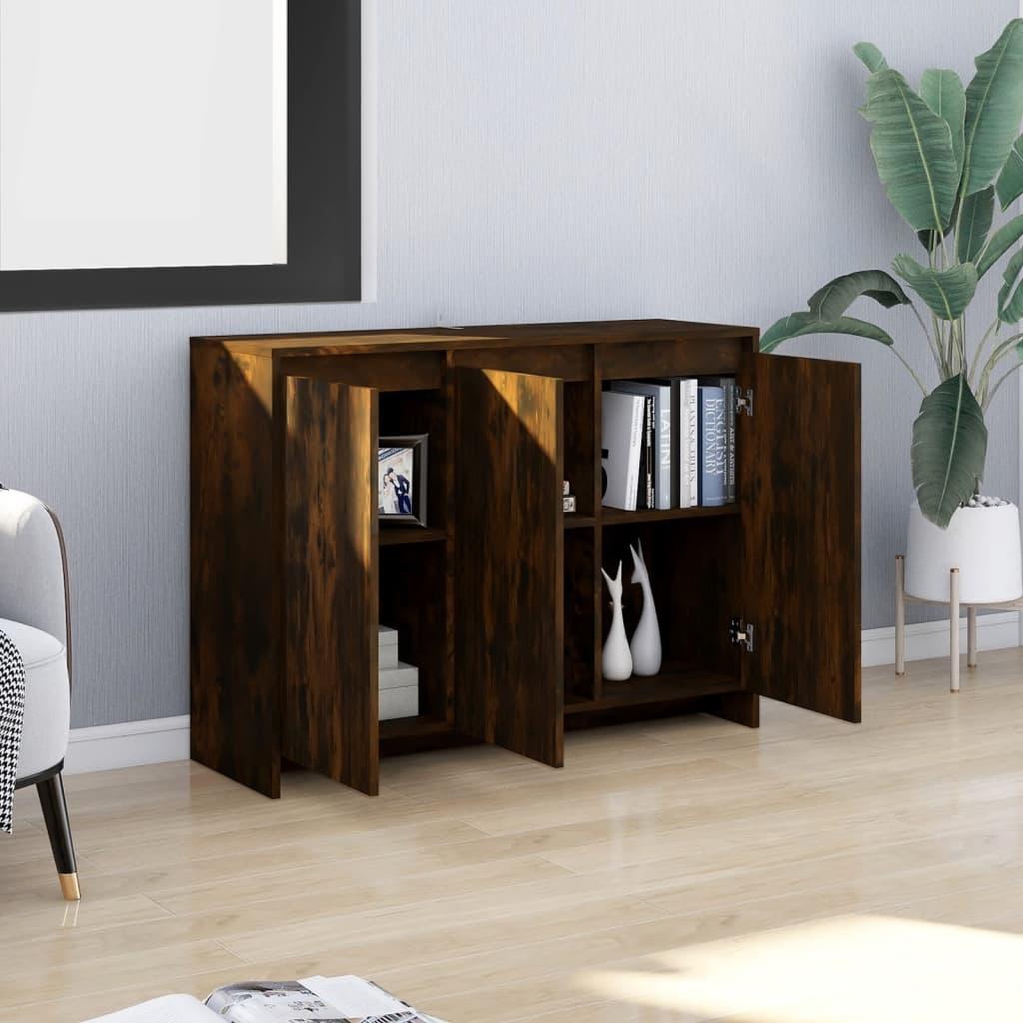 Voir la diapositive 3 : VIDAXL Buffet Chene fume 102x33x75 cm Bois d'ingenierie