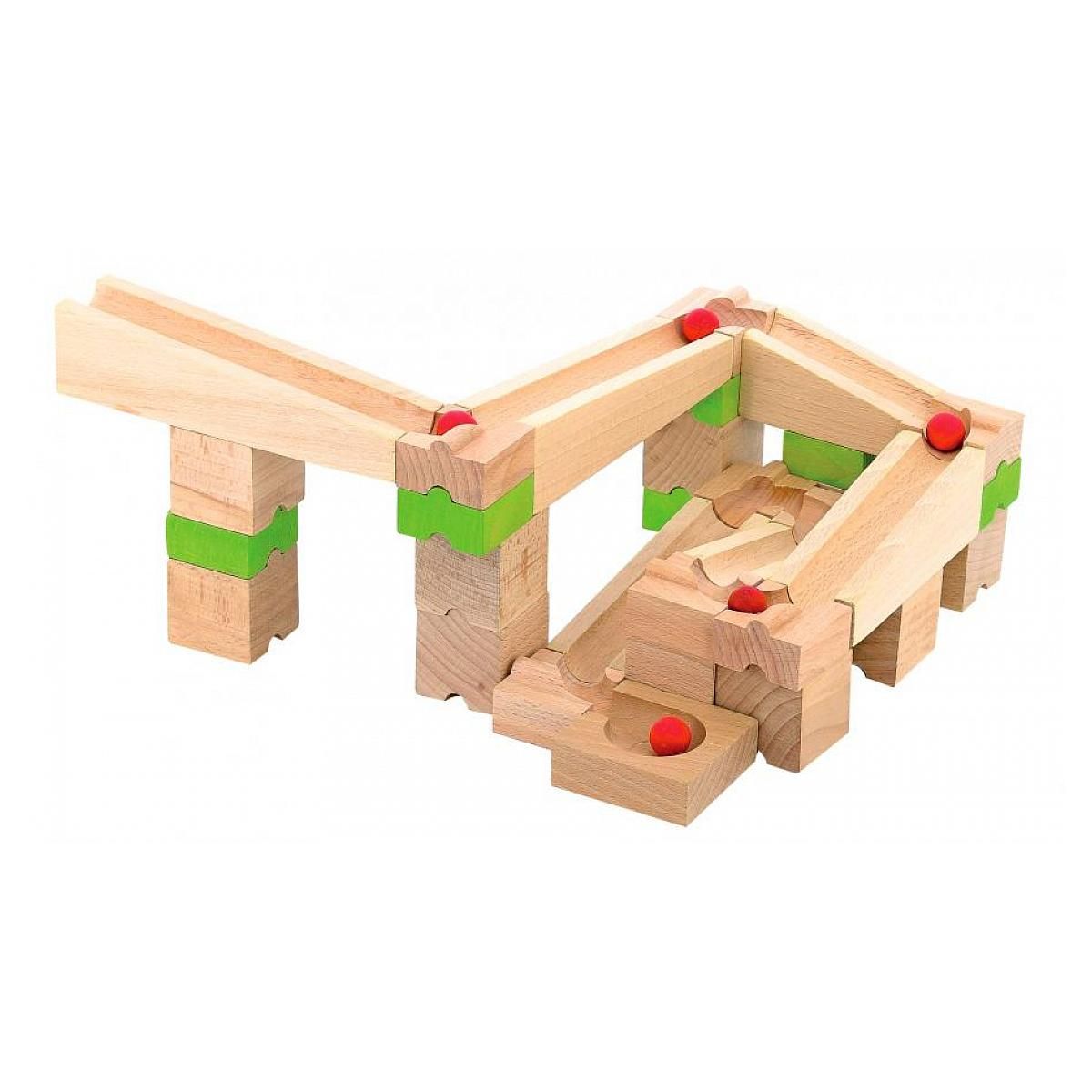 JeuJura Jeujura - Circuit de Billes en Bois - Ensemble de 40 Pièces pour Enfants
