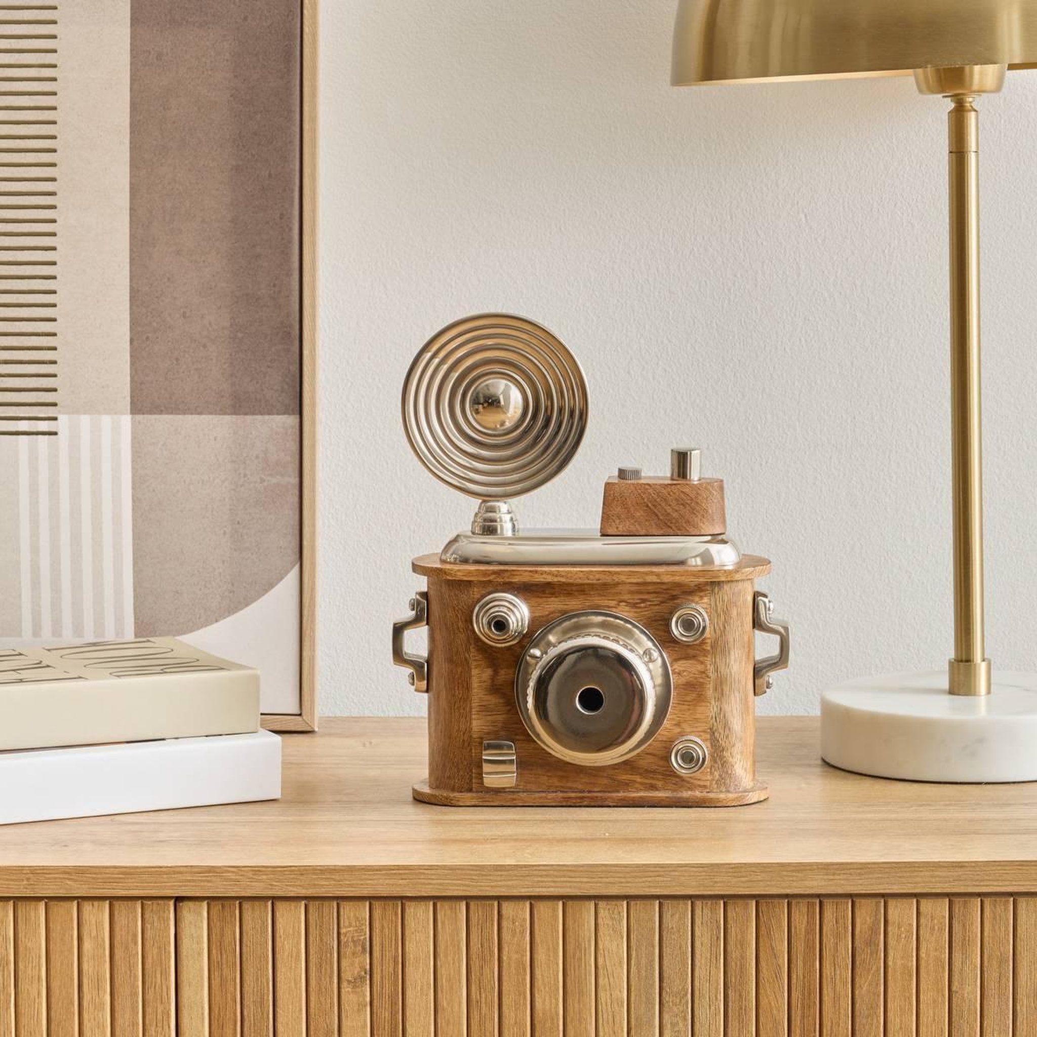 Voir la diapositive 3 : ATMOSPHERA Appareil photo déco rétro  johan  24cm marron
