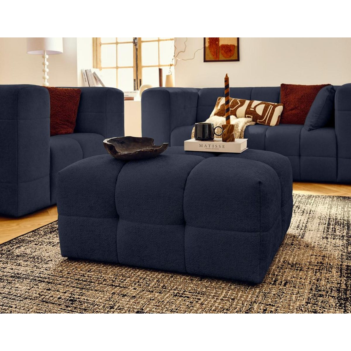 LISA DESIGN Suzano - pouf en tissu texturé