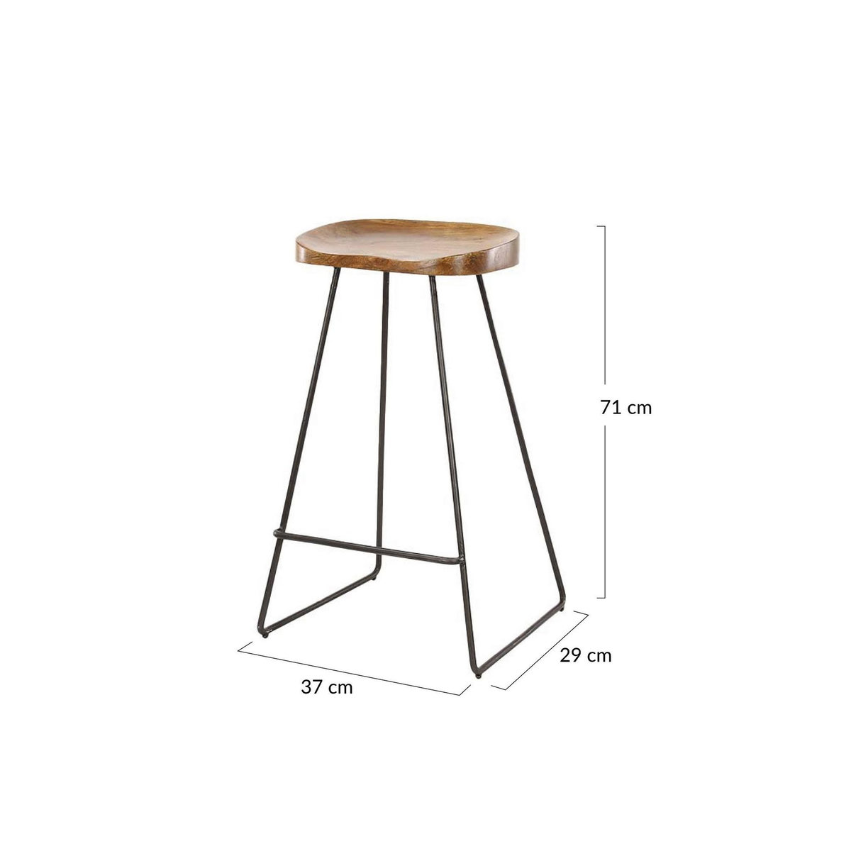 LISA DESIGN Aradia - lot de 4 tabourets de bar - en bois massif d'acacia