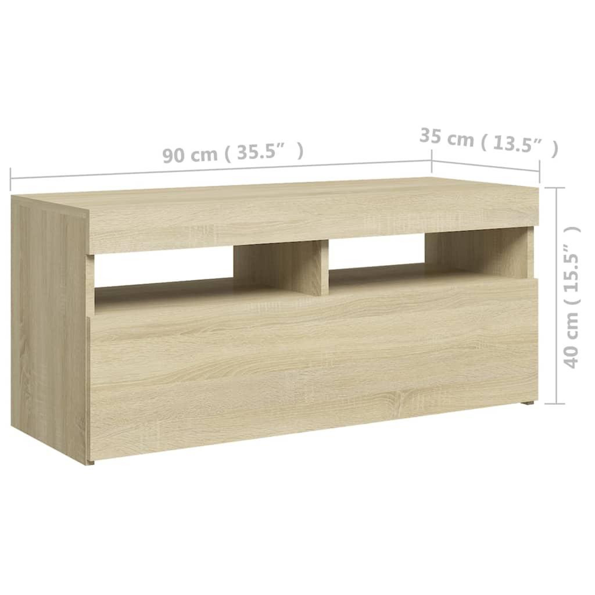 Voir la diapositive 6 : VIDAXL Meuble TV avec lumieres LED chene sonoma 90x35x40 cm
