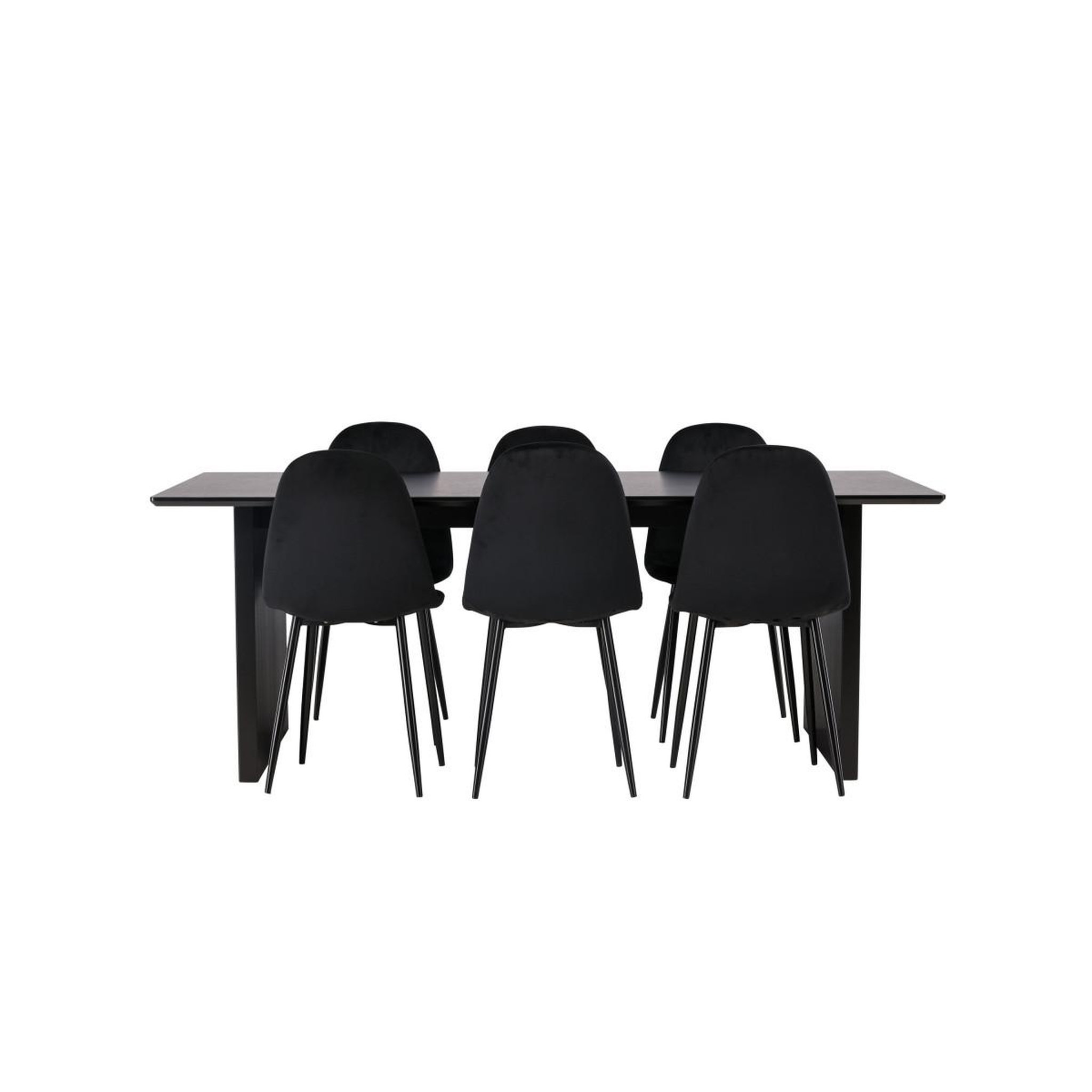 Voir la diapositive 2 : Paris Prix Ensemble table à manger & 6 chaises velours  vail & polar  200cm noir