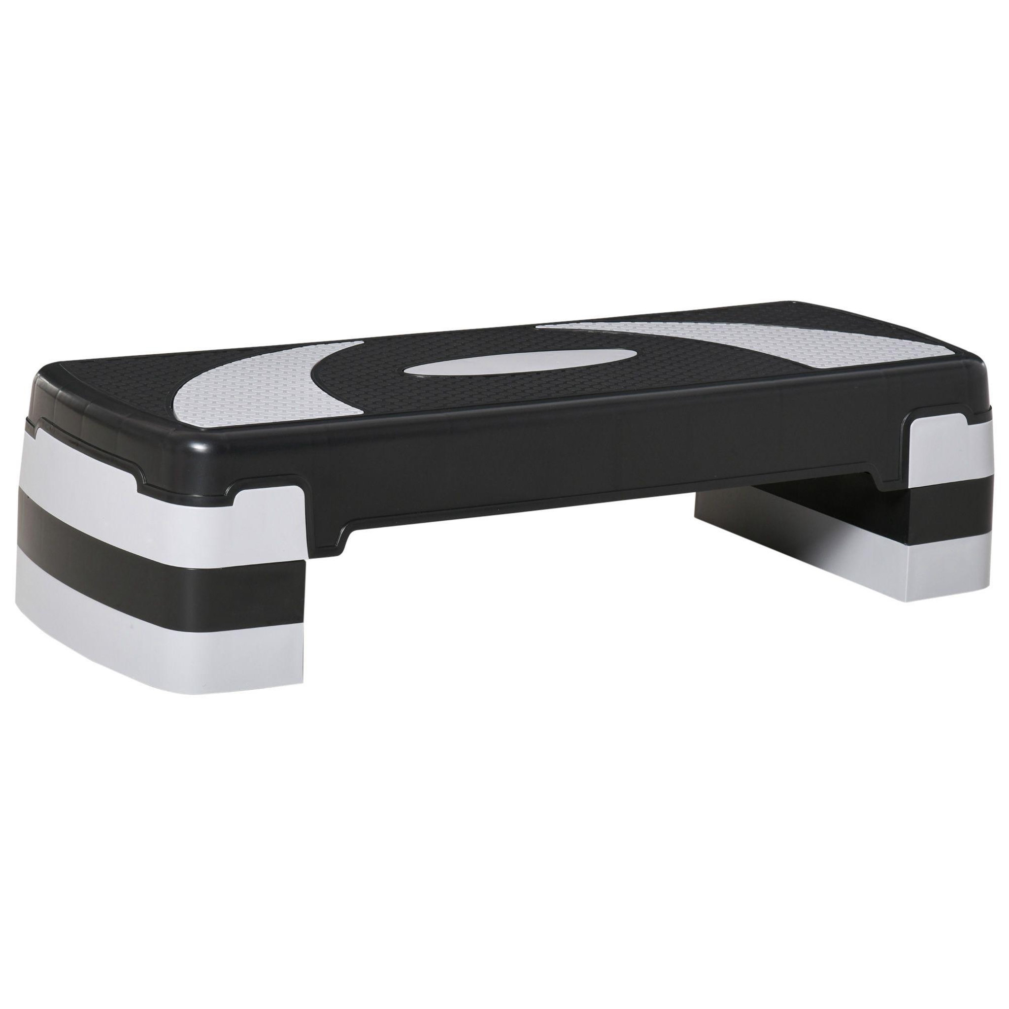 HOMCOM Stepper fitness aerobic hauteur reglable surface antiderapante 80 x 31 x 20 cm noir gris clair