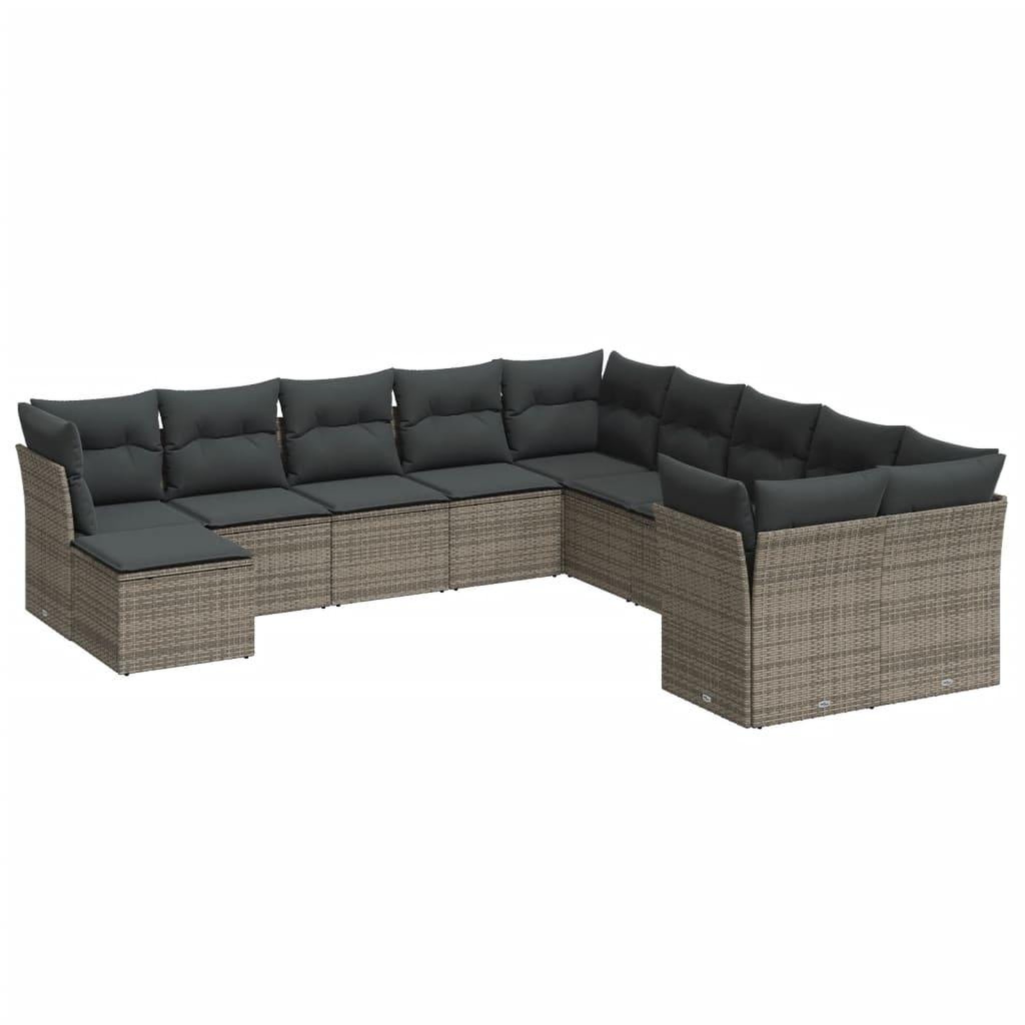 Voir la diapositive 2 : VIDAXL Salon de jardin 11 pcs avec coussins gris resine tressee