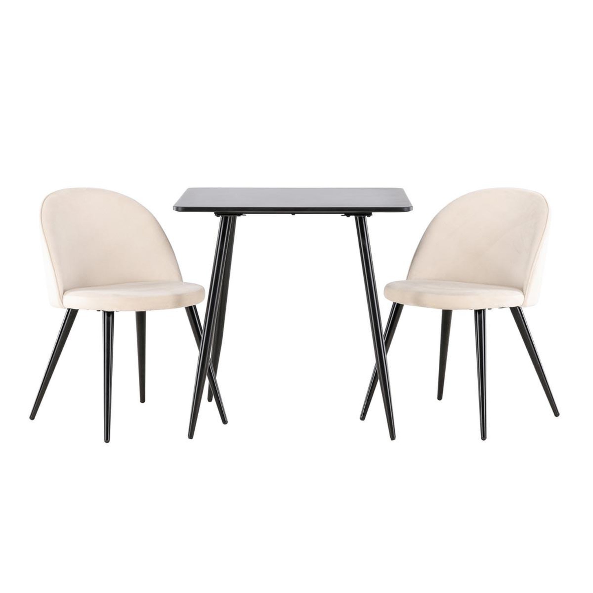 Paris Prix Ensemble table à manger & 2 chaises  polar & velvet  75cm noir & beige