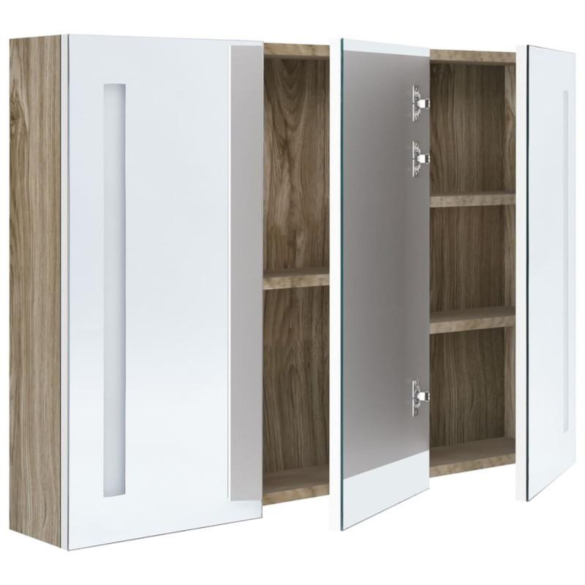 Voir la diapositive 5 : VIDAXL Armoire de salle de bain à miroir LED 89x14x62cm blanc et chêne