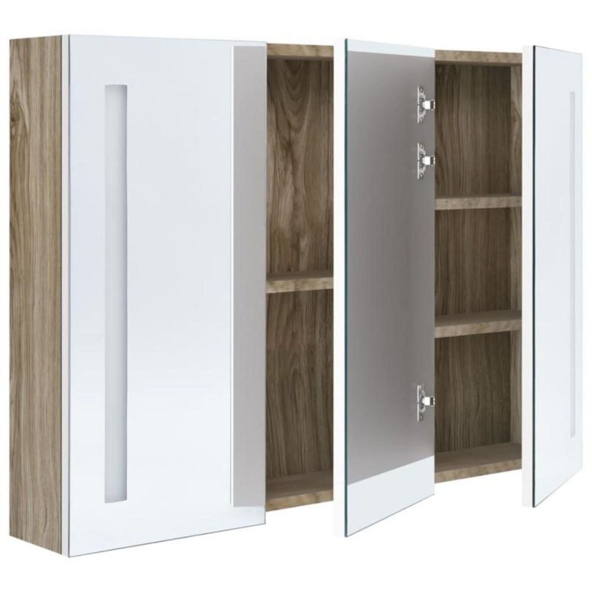 VIDAXL Armoire de salle de bain à miroir LED 89x14x62cm blanc et chêne