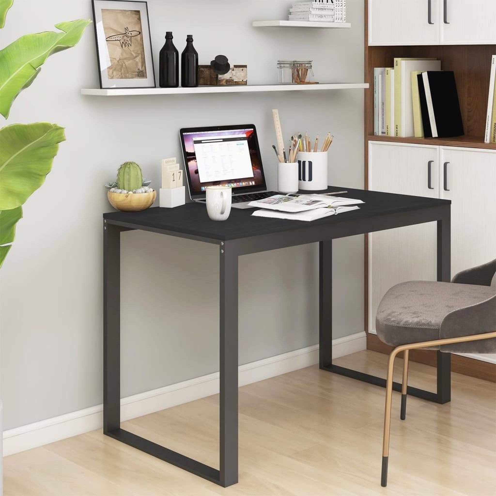 VIDAXL Bureau d'ordinateur Noir 110x60x73 cm Bois d'ingenierie