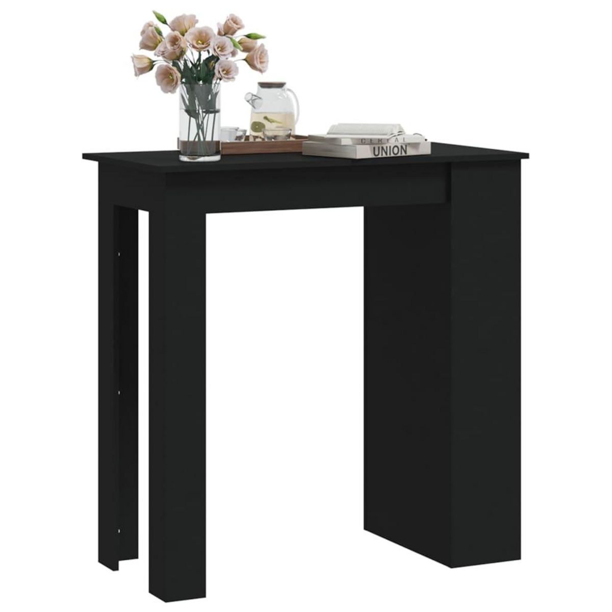 VIDAXL Table de bar et rangement Noir 102x50x103,5cm Bois d'ingenierie