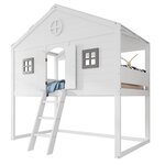 MERAX Lit cabane enfant 90x200cm bois et mdf coloris blanc