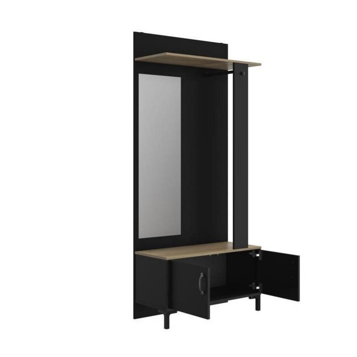 GAMI GAMI Meuble dentree 2 portes -  Made in France - Decor chene sonoma et noir - L 81 x H 190 x P 37 cm - STORE