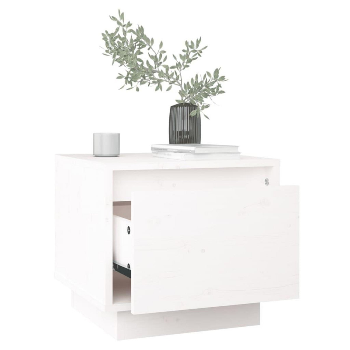 VIDAXL Table de chevet Blanc 35x34x32 cm Bois de pin solide