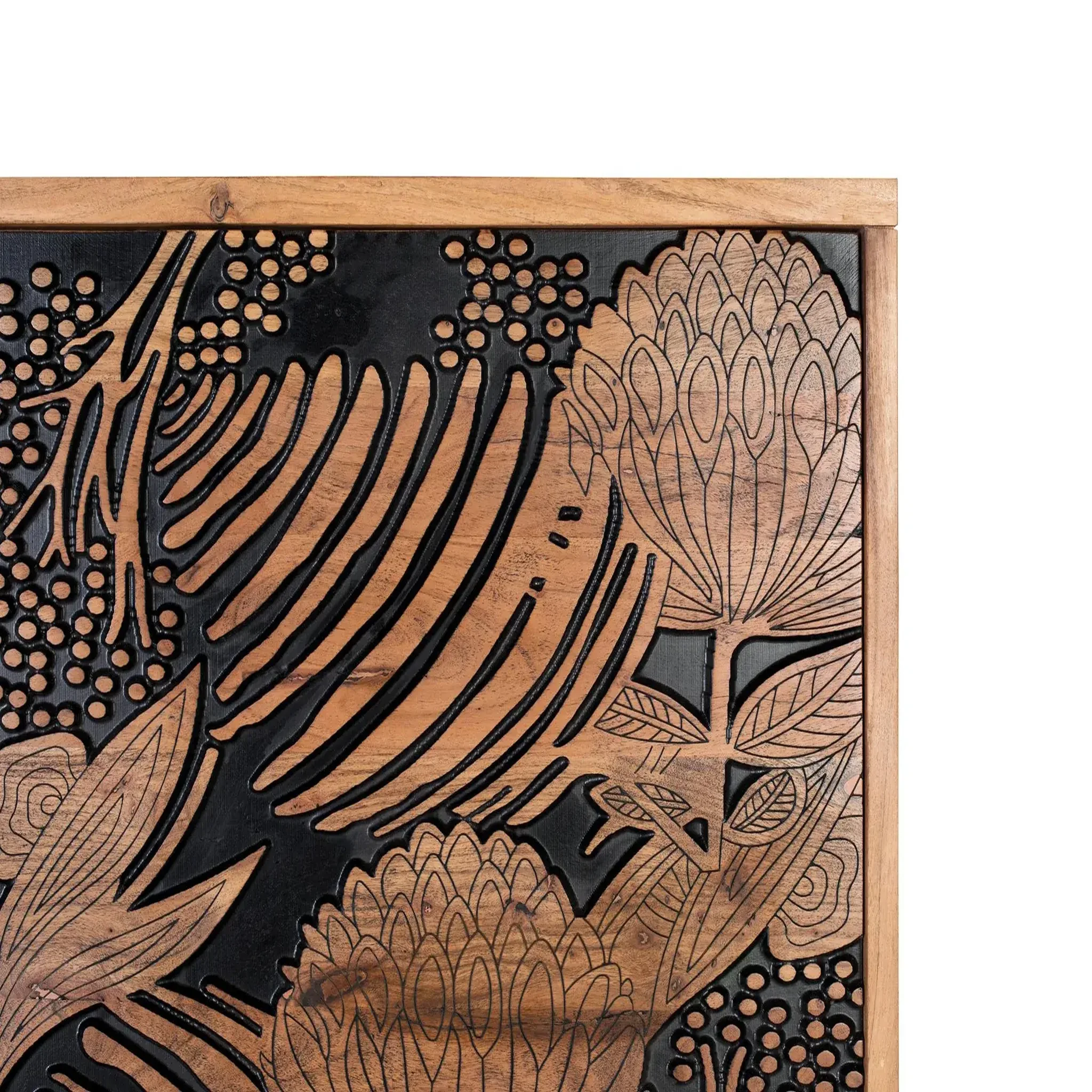 Voir la diapositive 4 : GINER Y COLOMER SL Tête de lit en bois d'acacia massif 160 cm style ethnique moderne