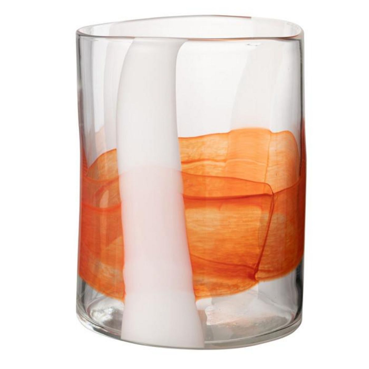 Paris Prix Vase Design en Verre  Iggy  27cm Blanc & Orange