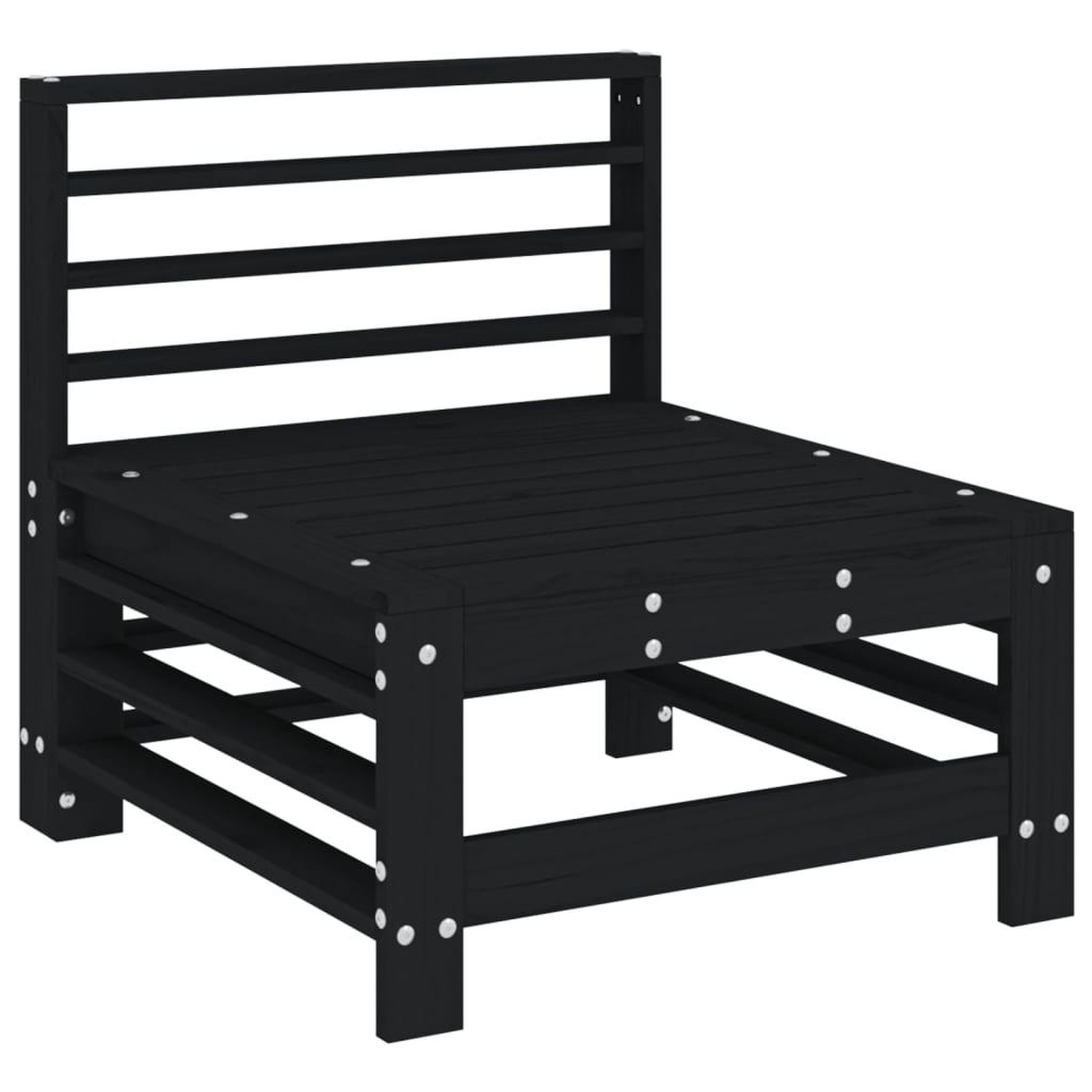 Voir la diapositive 2 : VIDAXL Canape central de jardin noir bois de pin massif