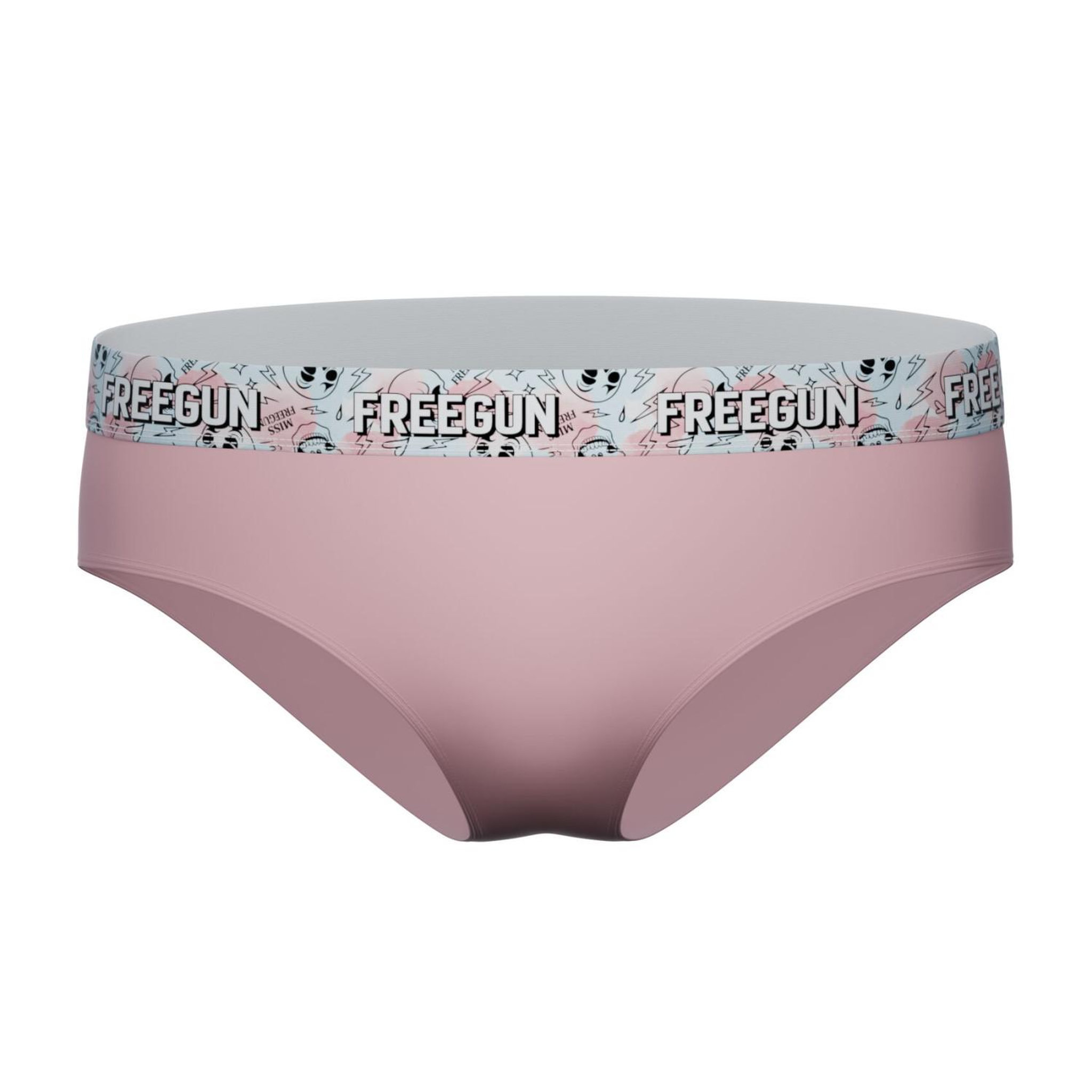 Voir la diapositive 3 : FREEGUN Lot  3 culottes femme en coton uni et ceinture imprimée