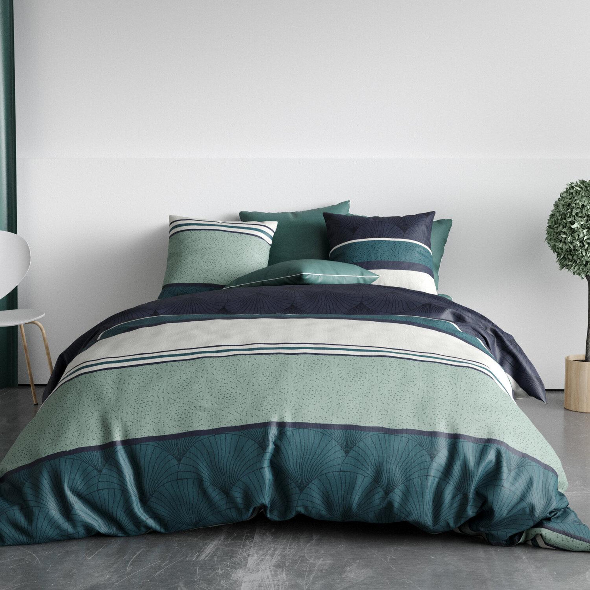 Voir la diapositive 1 : ATELIER DU COTON Parure housse de couette 100% coton 57 fils antika
