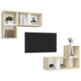 Voir la diapositive 3 : VIDAXL Meubles TV muraux 4 pcs Blanc et chene sonoma Bois d'ingenierie