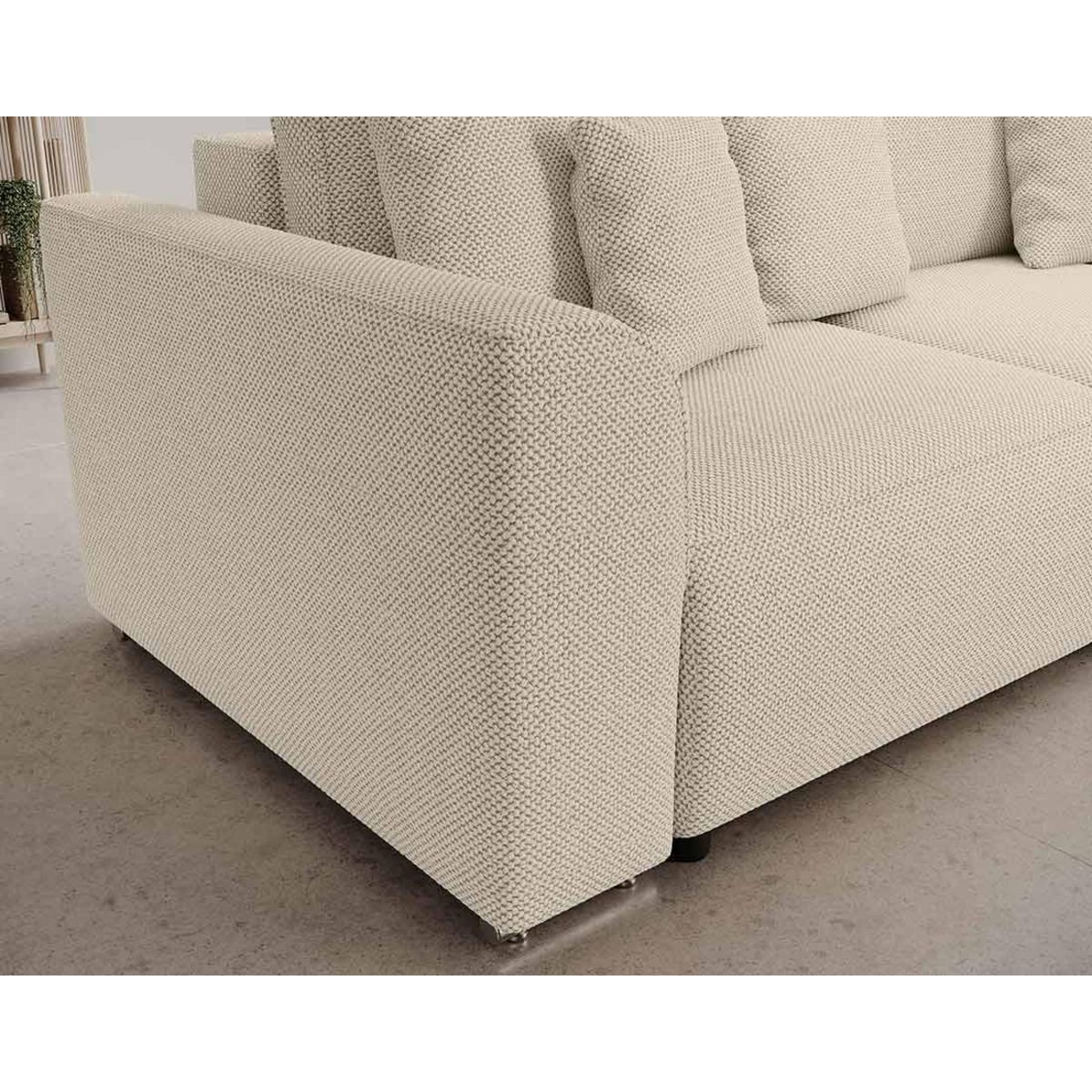 BEST MOBILIER Gabriel - canapé panoramique en u 7 places convertible avec coffre en tissu texturé