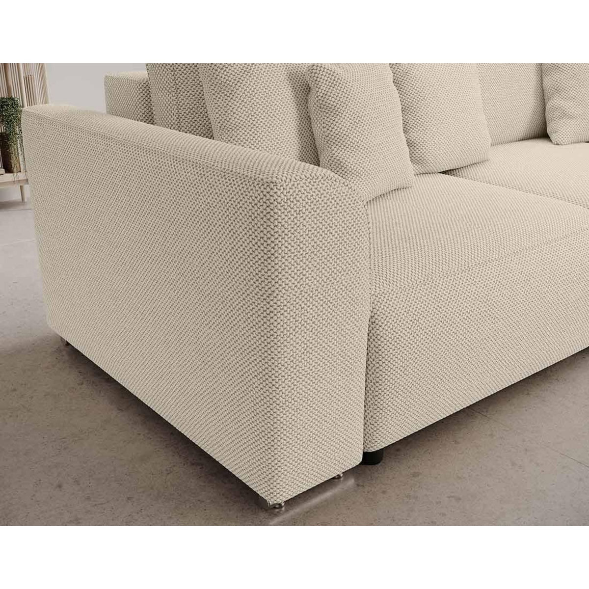 BEST MOBILIER Gabriel - canapé panoramique en u 7 places convertible avec coffre en tissu texturé