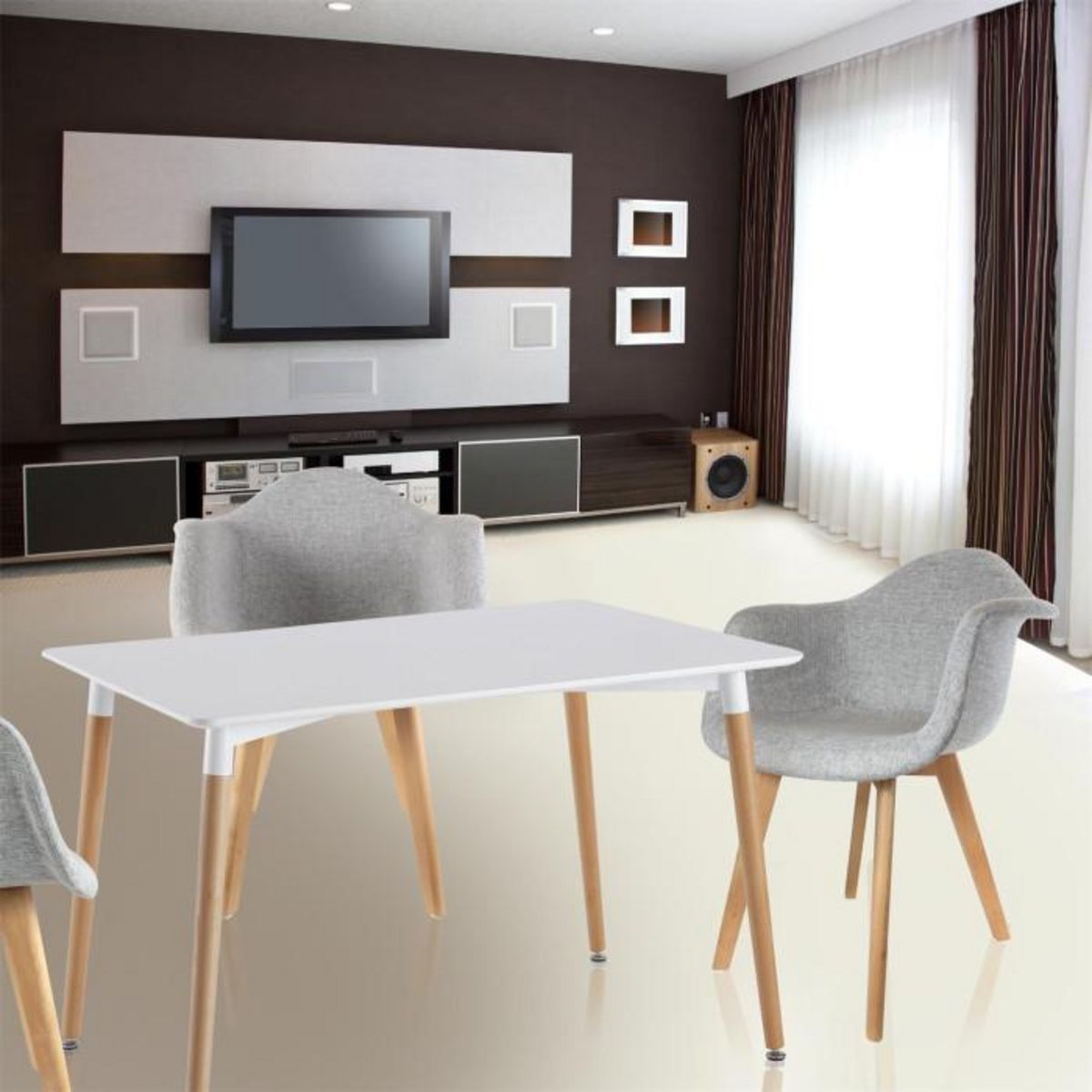 Paris Prix Table de Repas Scandinave  Wyoming  115cm Blanc