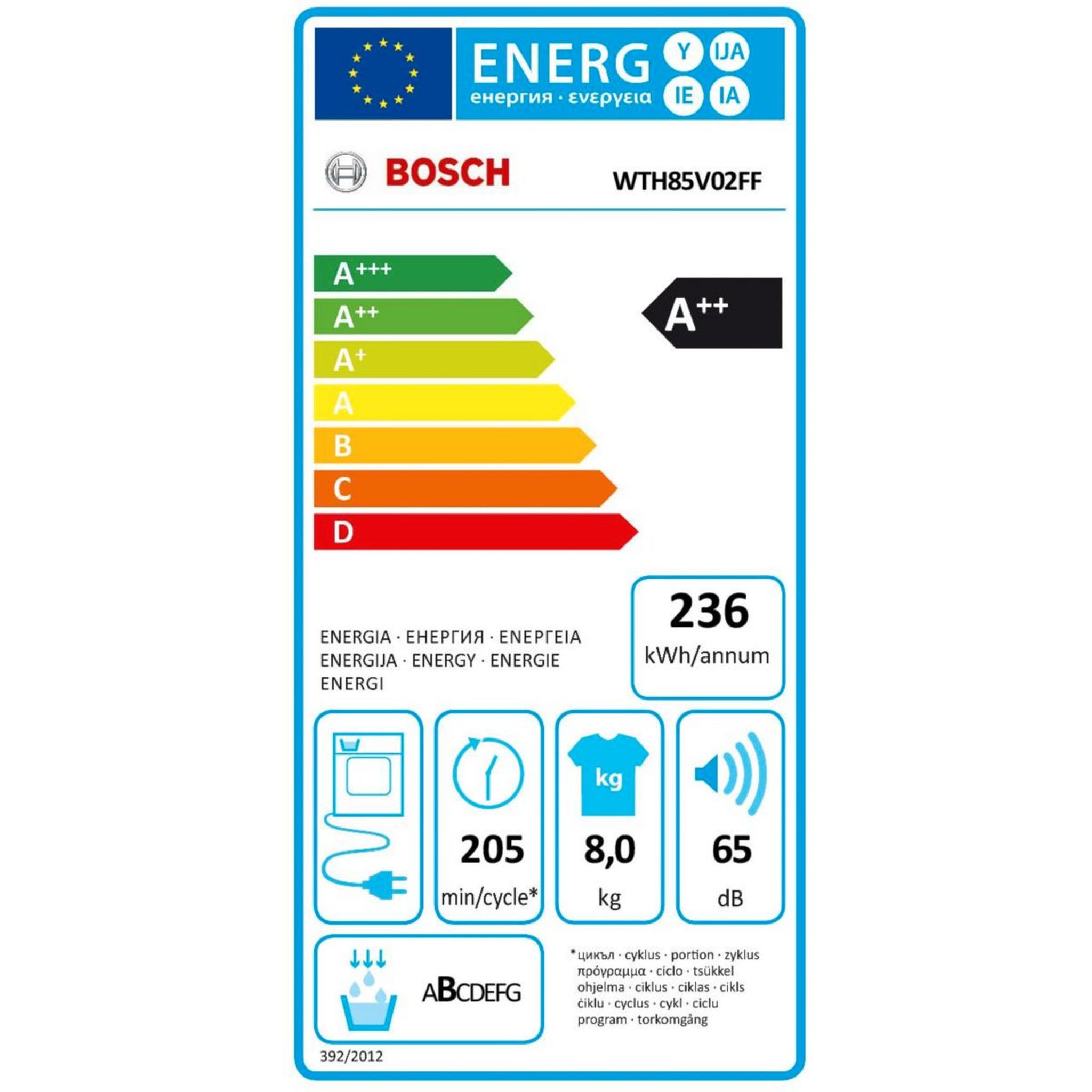 Voir la diapositive 3 : BOSCH Sèche linge pompe à chaleur WTH85V02FF